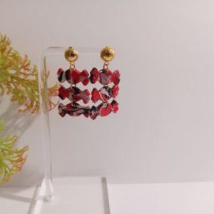 Candy Earrings Dangles Clay Holidays Christmas Jewelry Red White Black Gift
